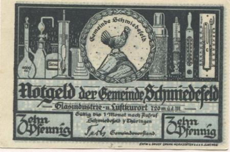 Schmiedefeld (heute: Suhl) - Gemeinde - -- - 10 Pfennig 