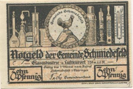 Schmiedefeld (heute: Suhl) - Gemeinde - -- - 10 Pfennig 