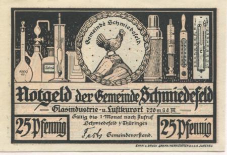 Schmiedefeld (heute: Suhl) - Gemeinde - -- - 25 Pfennig 