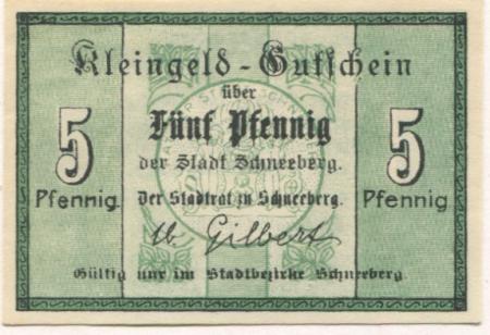 Schneeberg - Stadt - 1.4.1917 - 31.12.1918 - 5 Pfennig 