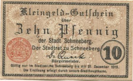 Schneeberg - Stadt - 31.12.1919 - 10 Pfennig 