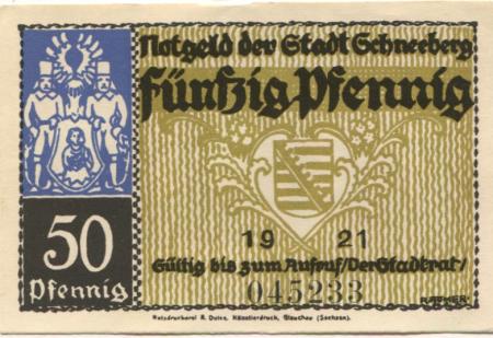 Schneeberg - Stadt - 1921 - 50 Pfennig 