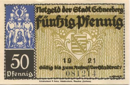 Schneeberg - Stadt - 1921 - 50 Pfennig 
