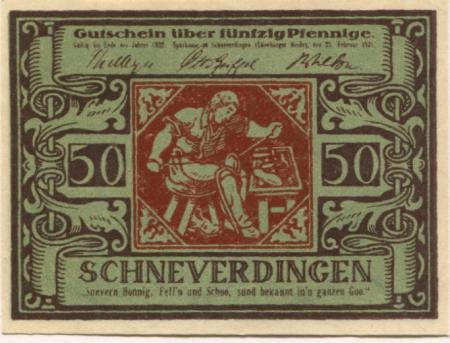 Schneverdingen - Sparkasse - 25.2.1921 - Ende 1922 - 50 Pfennig 