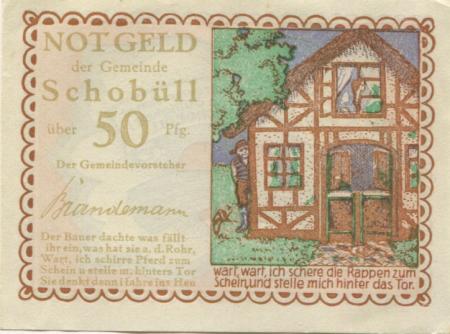 Schobüll (heute: Husum) - Gemeinde - -- - 50 Pfennig 