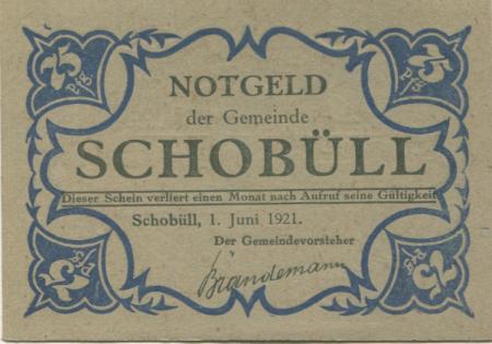 Schobüll (heute: Husum) - Gemeinde - 1.6.1921 - 75 Pfennig 