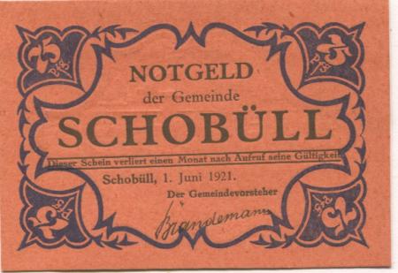 Schobüll (heute: Husum) - Gemeinde - 1.6.1921 - 75 Pfennig 