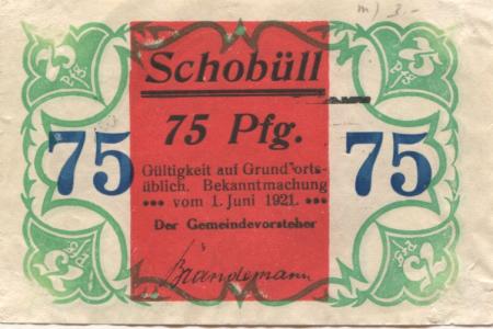 Schobüll (heute: Husum) - Gemeinde - 1.6.1921 - 75 Pfennig 