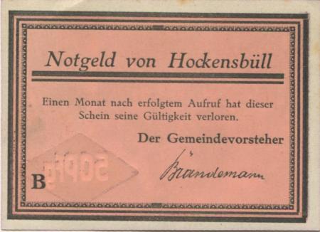 Schobüll-Hockensbüll (heute: Husum) - (Teil-)Gemeinde - -- - 50 Pfennig 