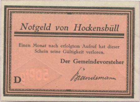 Schobüll-Hockensbüll (heute: Husum) - (Teil-)Gemeinde - -- - 50 Pfennig 