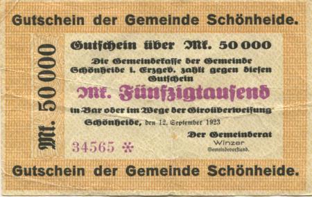 Schönheide - Gemeinde - 12.9.1923 - 50000 Mark 