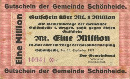 Schönheide - Gemeinde - 12.9.1923 - 1 Million Mark 