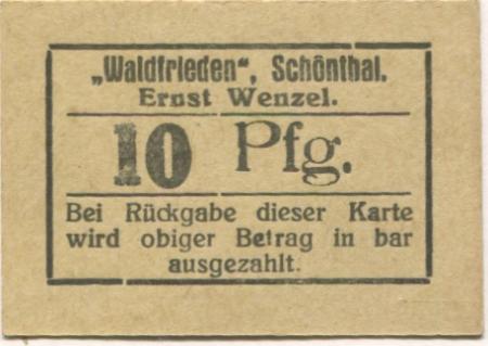 Schönthal (heute: PL-Dolnik) - Wenzel, Ernst, Waldfrieden - -- - 10 Pfennig 