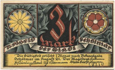 Schötmar (heute: Salzuflen (Bad)) - Stadt - August 1921 - 3 Mark 