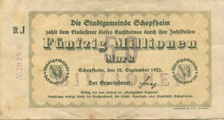 Schopfheim - Stadt - 18.9.1923 - 20 Millionen Mark 
