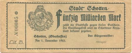 Schotten - Stadt - 1.11.1923 - 50 Milliarden Mark 