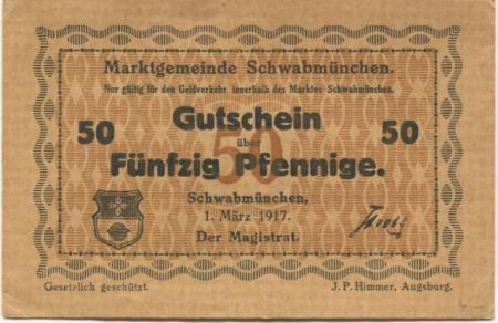 Schwabmünchen - Marktgemeinde - 1.3.1917 - 50 Pfennig 