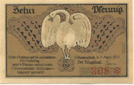 Schwanebeck - Stadt -  1.4.1921 - 10 Pfennig 