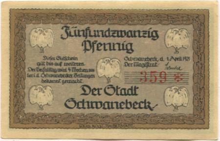 Schwanebeck - Stadt -  1.4.1921 - 25 Pfennig 