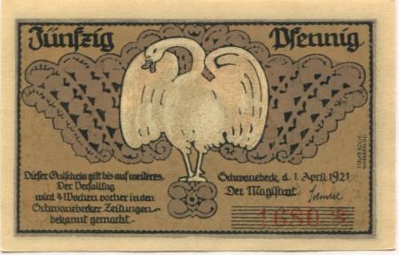 Schwanebeck - Stadt -  1.4.1921 - 50 Pfennig 