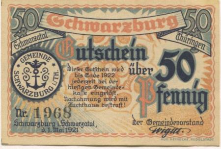 Schwarzburg - Gemeinde - 1.5.1921 - Ende 1922 - 50 Pfennig 