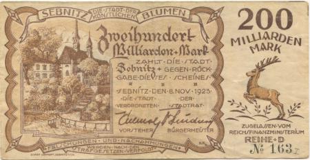 Sebnitz - Stadt - 8.11.1923 - 200 Milliarden Mark 