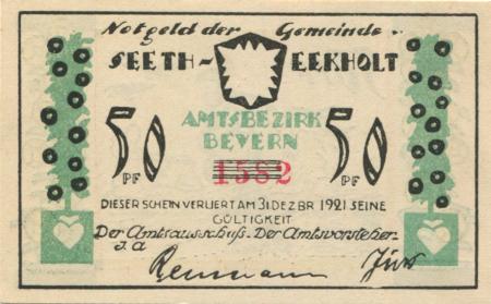 Seeth-Ekholt - Gemeinde - - 31.12.1921  - 50 Pfennig 
