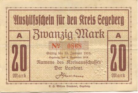 Segeberg (Bad) - Kreis - 8.11.1918 - 15.1.1919 - 20 Mark 