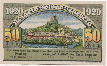 Segeberg (Bad) - Spar- und Leihkasse - 18.12.1920 - 50 Pfennig 