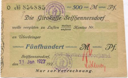 Seifhennersdorf - Gemeinde - 31.1.1923 - 500 Mark 
