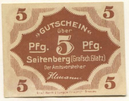 Seitenberg (heute: PL-Stronie Slaskie) - Amt - -- - 5 Pfennig 