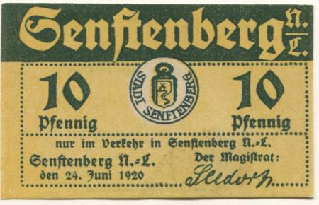 Senftenberg - Stadt - 24.6.1920 - 31.12.1921 - 10 Pfennig 