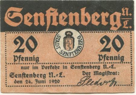 Senftenberg - Stadt - 24.6.1920 - 31.12.1921 - 20 Pfennig 