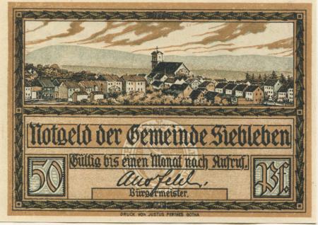 Siebleben (heute: Gotha) - Gemeinde - -- - 50 Pfennig 