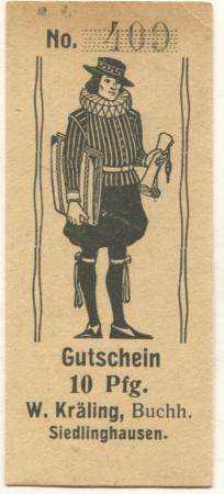 Siedlinghausen (heute: Winterberg) - Kräling, Wilhelm, Buchhandlung - -- - 10 Pfennig 