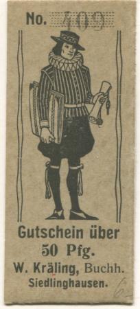 Siedlinghausen (heute: Winterberg) - Kräling, Wilhelm, Buchhandlung - -- - 50 Pfennig 