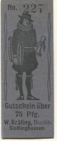 Siedlinghausen (heute: Winterberg) - Kräling, Wilhelm, Buchhandlung - -- - 75 Pfennig 