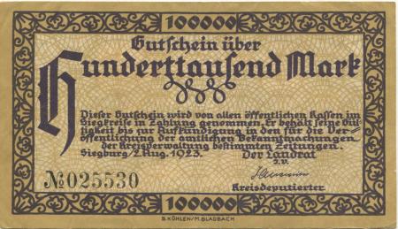 Siegburg - Siegkreis - 2.8.1923 - 100000 Mark 