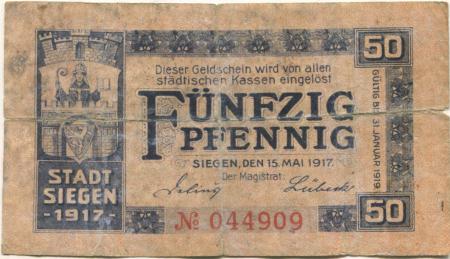 Siegen - Stadt - 15.5.1917 - 50 Pfennig 