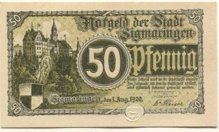 Sigmaringen - Stadt - 1.8.1920 - 50 Pfennig 