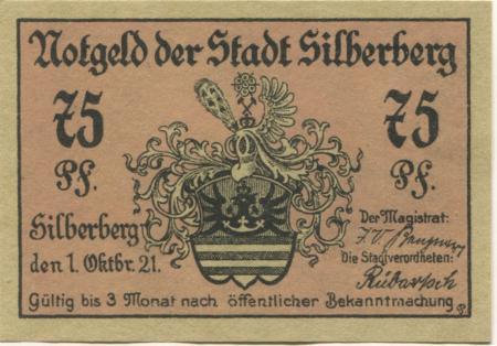 Silberberg (heute: PL-Stoszowice) - Stadt - 1.10.1921 - 75 Pfennig 