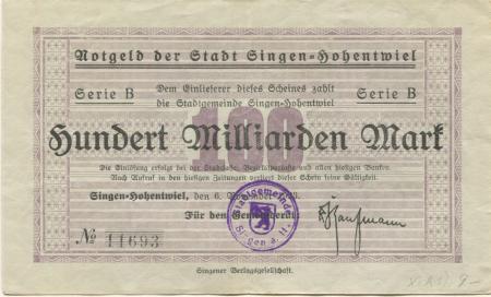 Singen - Stadt - 6.11.1923 - 100 Milliarden Mark 