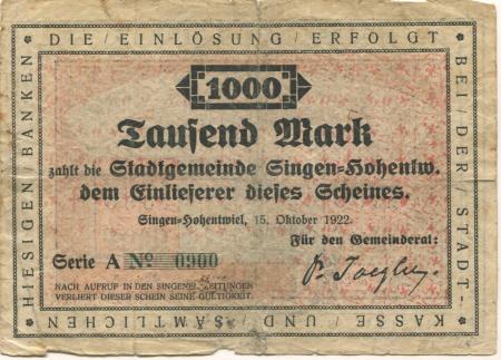 Singen - Stadt - 15.10.1922 - 1000 Mark 