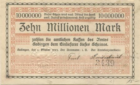 Sodingen (heute: Herne) - Amt - 1.10.1923 - 10 Millionen Mark 