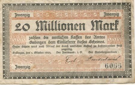 Sodingen (heute: Herne) - Amt - 1.10.1923 - 20 Millionen Mark 