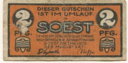 Soest - Stadt - 1.5.1920 - 2 Pfennig 