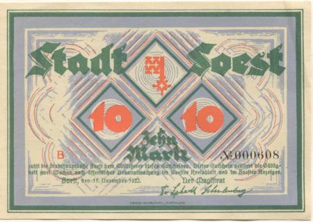 Soest - Stadt - 11.11.1922 - 10 Mark 