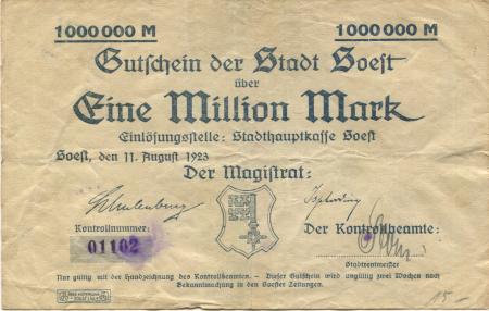 Soest - Stadt - 11.8.1923 - 1 Million Mark 