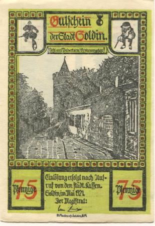 Soldin (heute: PL-Myslibórz) - Stadt - Mai 1921 - 75 Pfennig 