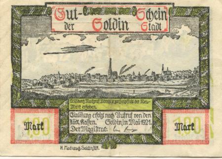 Soldin (heute: PL-Myslibórz) - Stadt - Mai 1921 - 1 Mark 